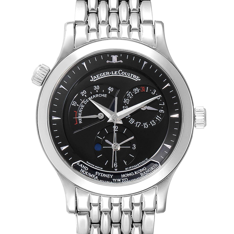 Jaeger Lecoultre Master Geographic Steel Mens Watch 142.8.92.S Q1428170 SwissWatchExpo