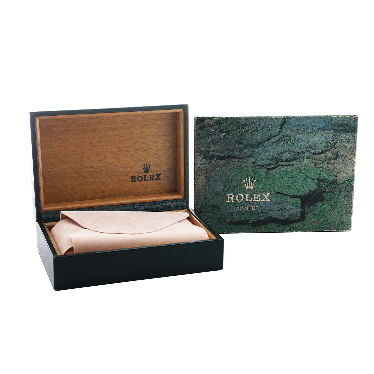 The image shows the Rolex Air-King 14010 Men's Stainless Steel White Dial watch box and packaging, including the outer box and inner leather case.