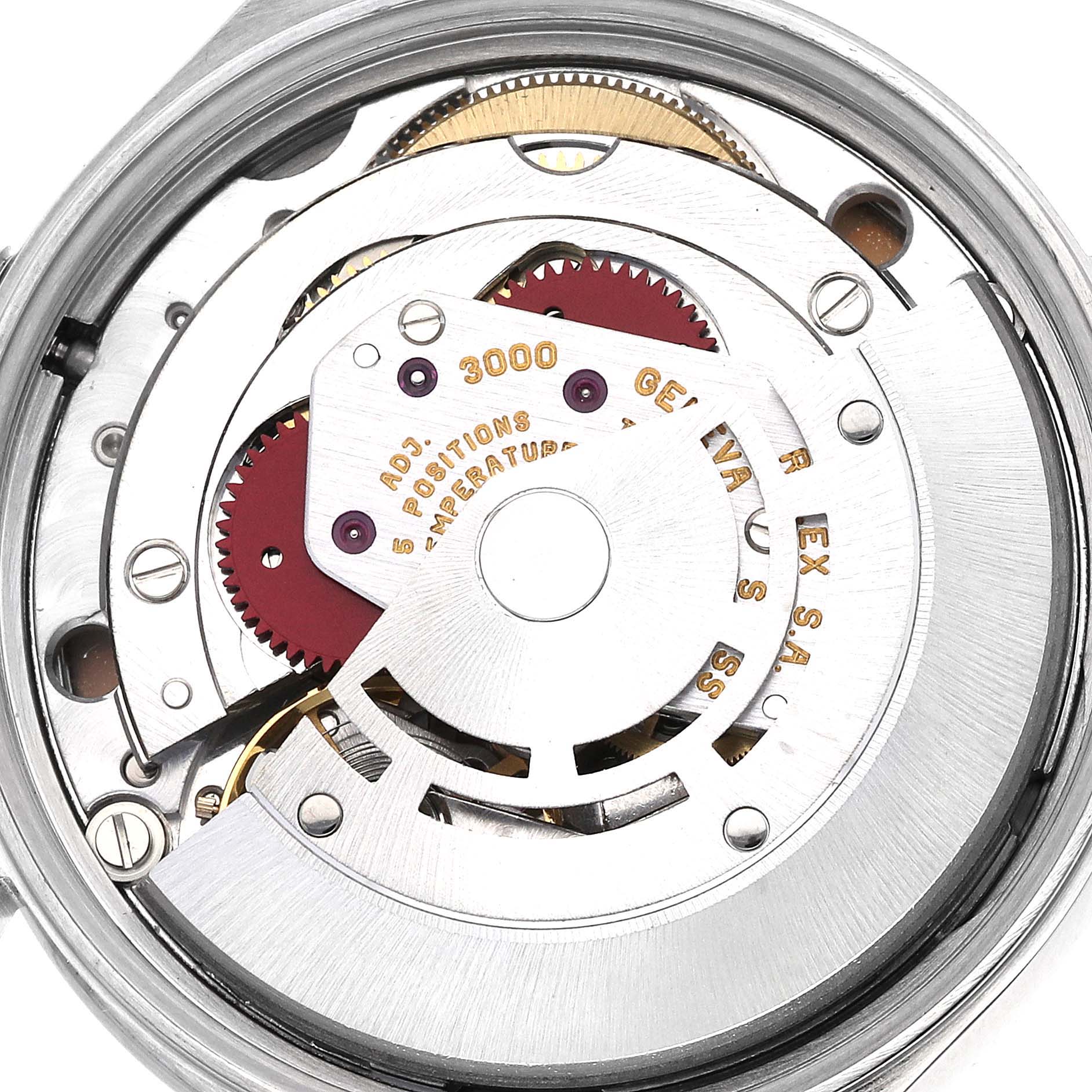 The image shows an overhead view of the movement mechanism inside a Rolex Air-King 14000 Men's Stainless Steel Silver Dial 14000 Men's Stainless Steel Silver Dial watch.