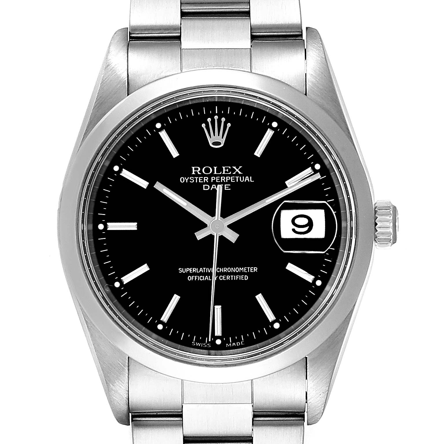 Rolex Date Black Dial Domed Bezel Automatic Steel Mens Watch 15200 ...