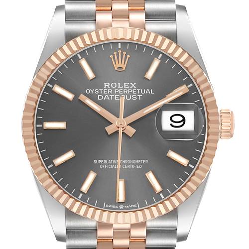 Photo of Rolex Datejust 36 Slate Dial Steel Rose Gold Mens Watch 126231 Box Card