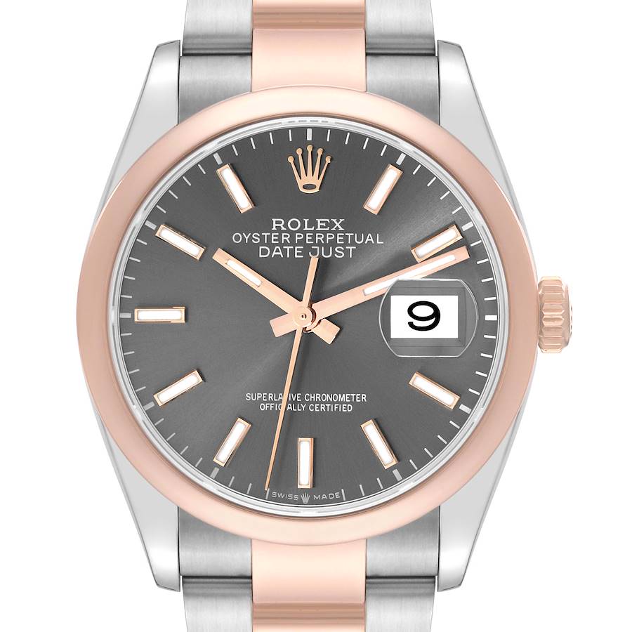 Rolex Datejust 36 Steel EveRose Gold Rhodium Dial Mens Watch 126201 SwissWatchExpo