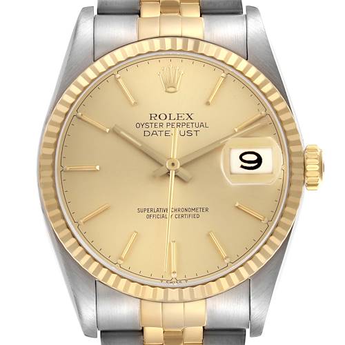 Photo of Rolex Datejust 36 Steel Yellow Gold Champagne Dial Mens Watch 16233