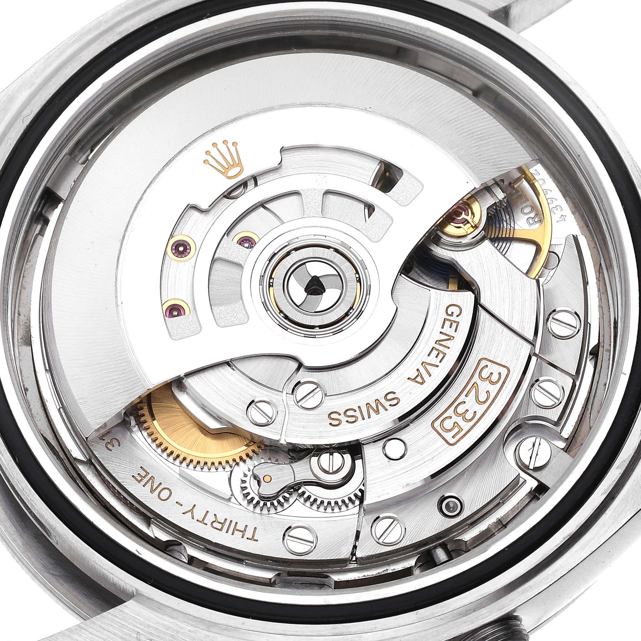The image shows the movement and internal components of the Rolex Datejust 41 126300 Men's Stainless Steel Grey Dial 126300 Men's Stainless Steel Grey Dial model.