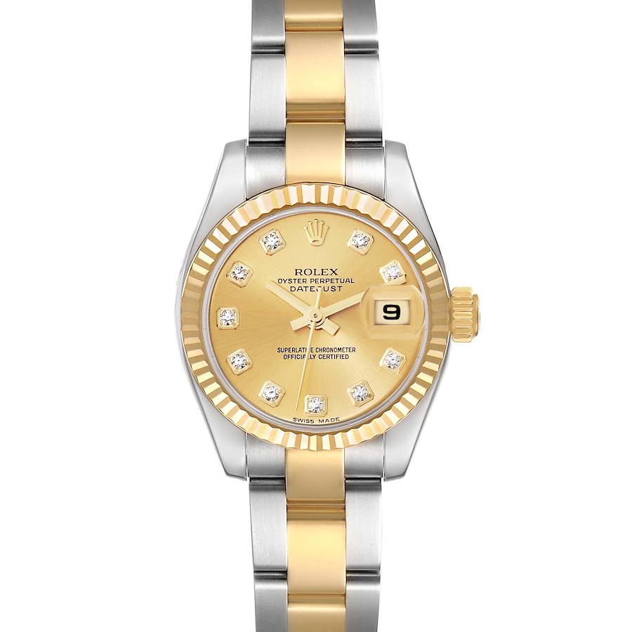 Rolex Datejust Diamond Dial Steel Yellow Gold Ladies Watch 179173 Box Papers SwissWatchExpo