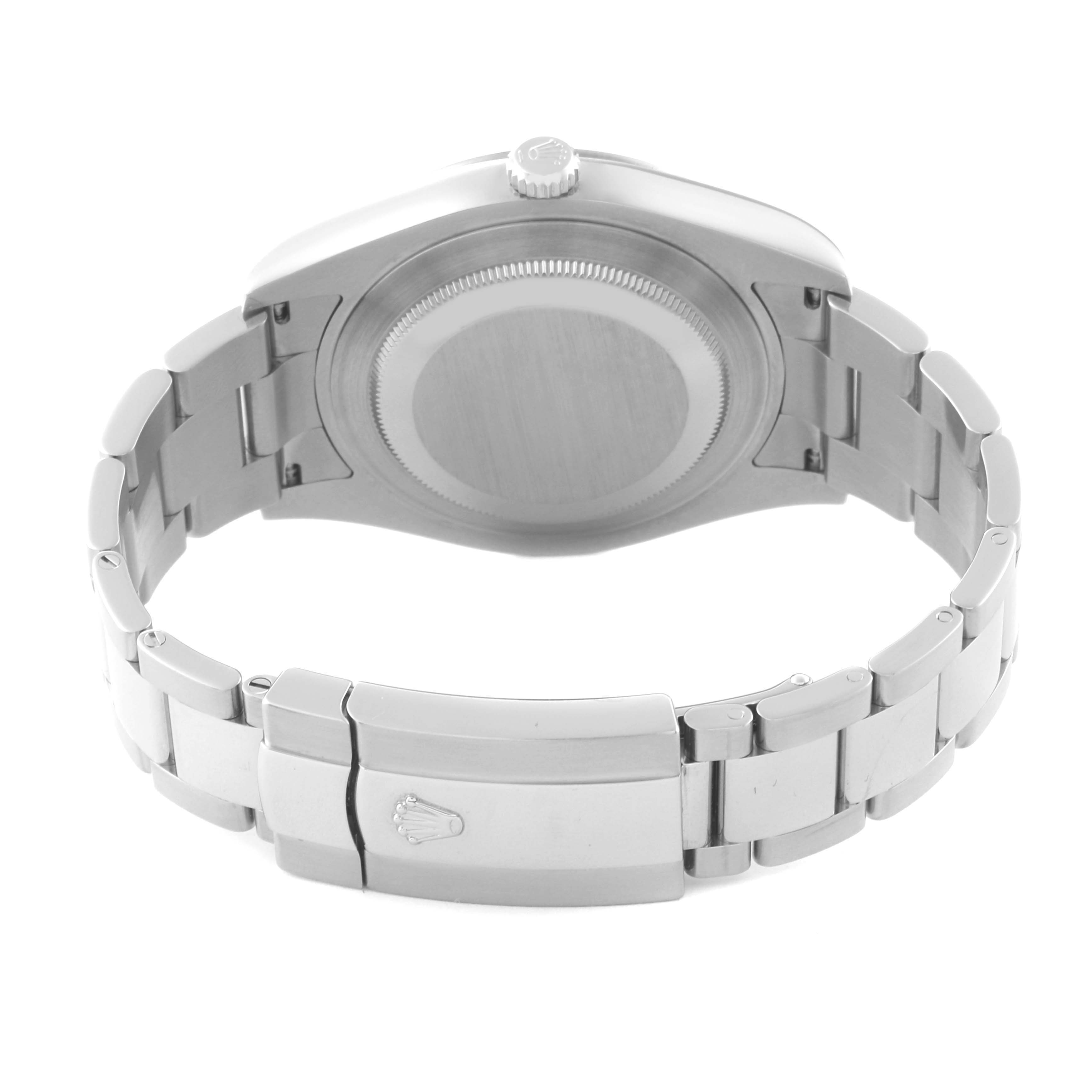 This image shows the back and clasp of the Rolex Datejust 41 116334 Men
s Stainless Steel Blue Dial 116334 Men
s Stainless Steel Blue Dial watch, highlighting the bracelet and caseback.