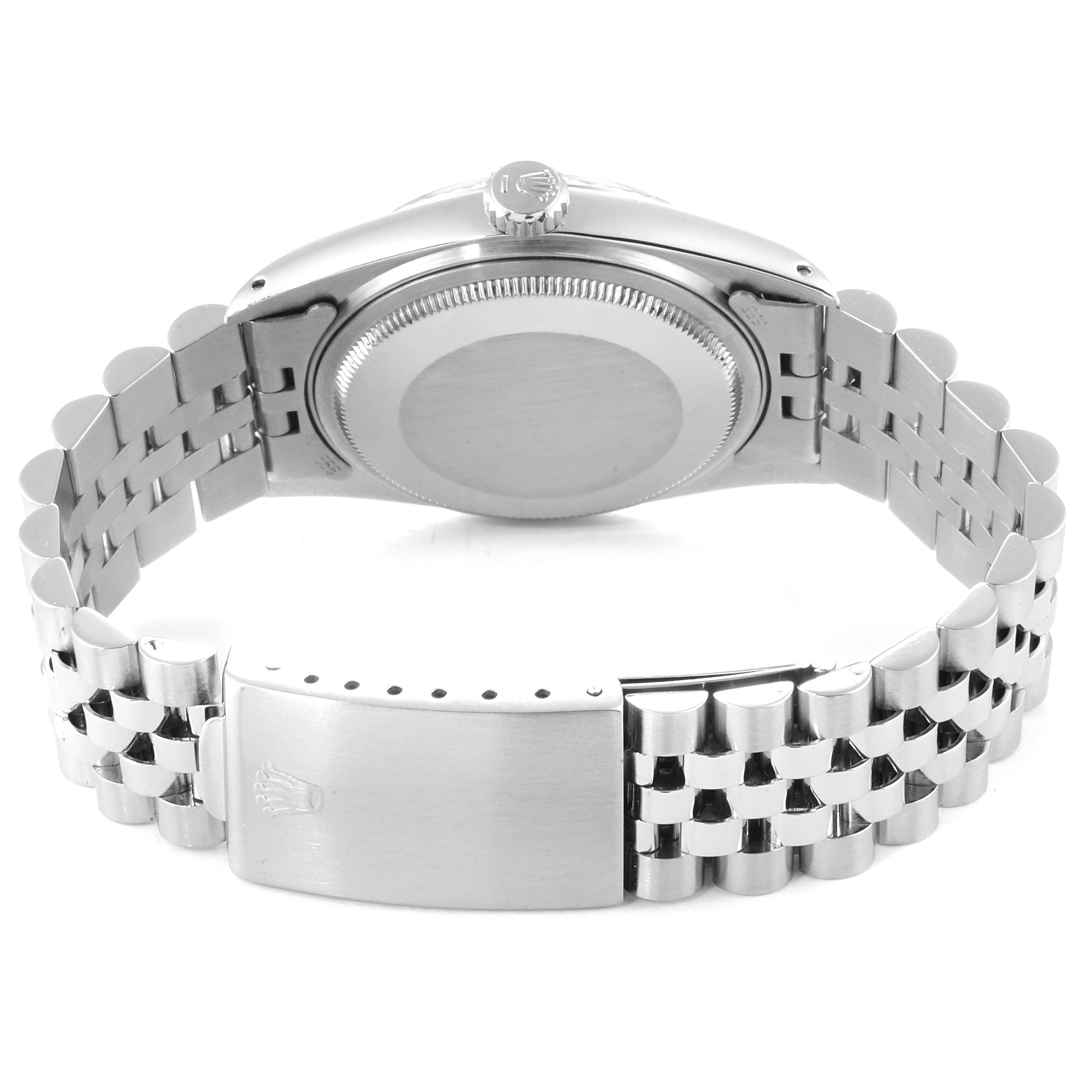 The image shows the back view of the Rolex Vintage Collection 16014 Men
s Stainless Steel Silver Dial 16014 Men
s Stainless Steel Silver Dial watch, focusing on the case back and bracelet clasp.