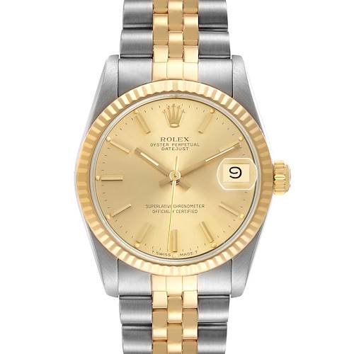 Photo of Rolex Datejust Midsize 31 Champagne Dial Steel Yellow Gold Ladies Watch 68273