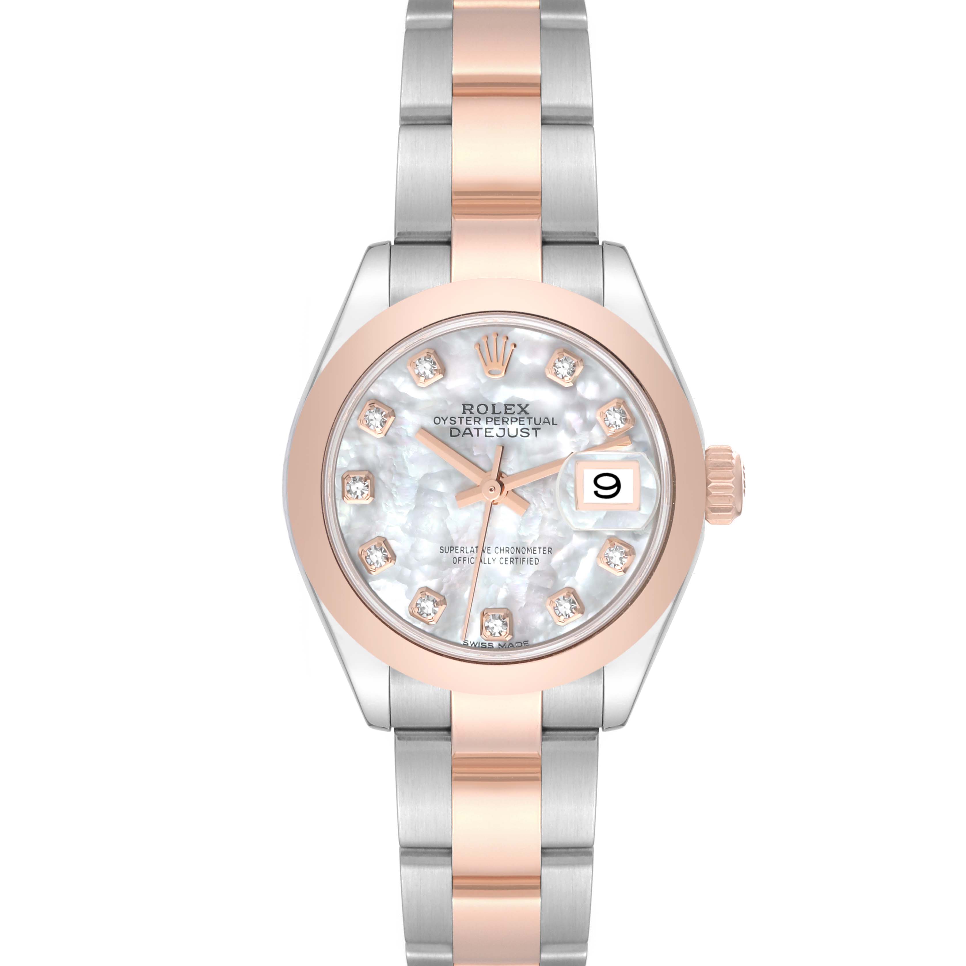 Rolex Datejust Steel Rose Gold Mother Of Pearl Diamond Ladies Watch 