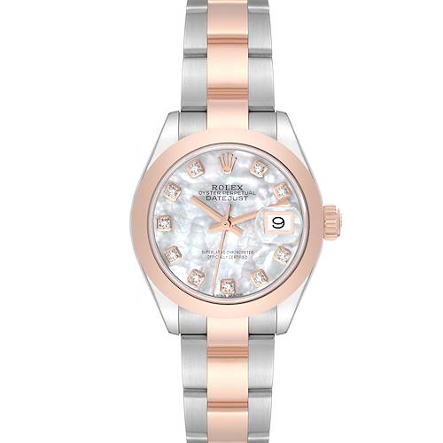 Photo of Rolex Datejust Steel Rose Gold Mother Of Pearl Diamond Ladies Watch 279161 Box Card