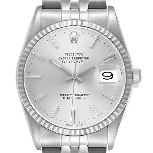 Photo of Rolex Datejust Steel White Gold Silver Dial Mens Watch 16234