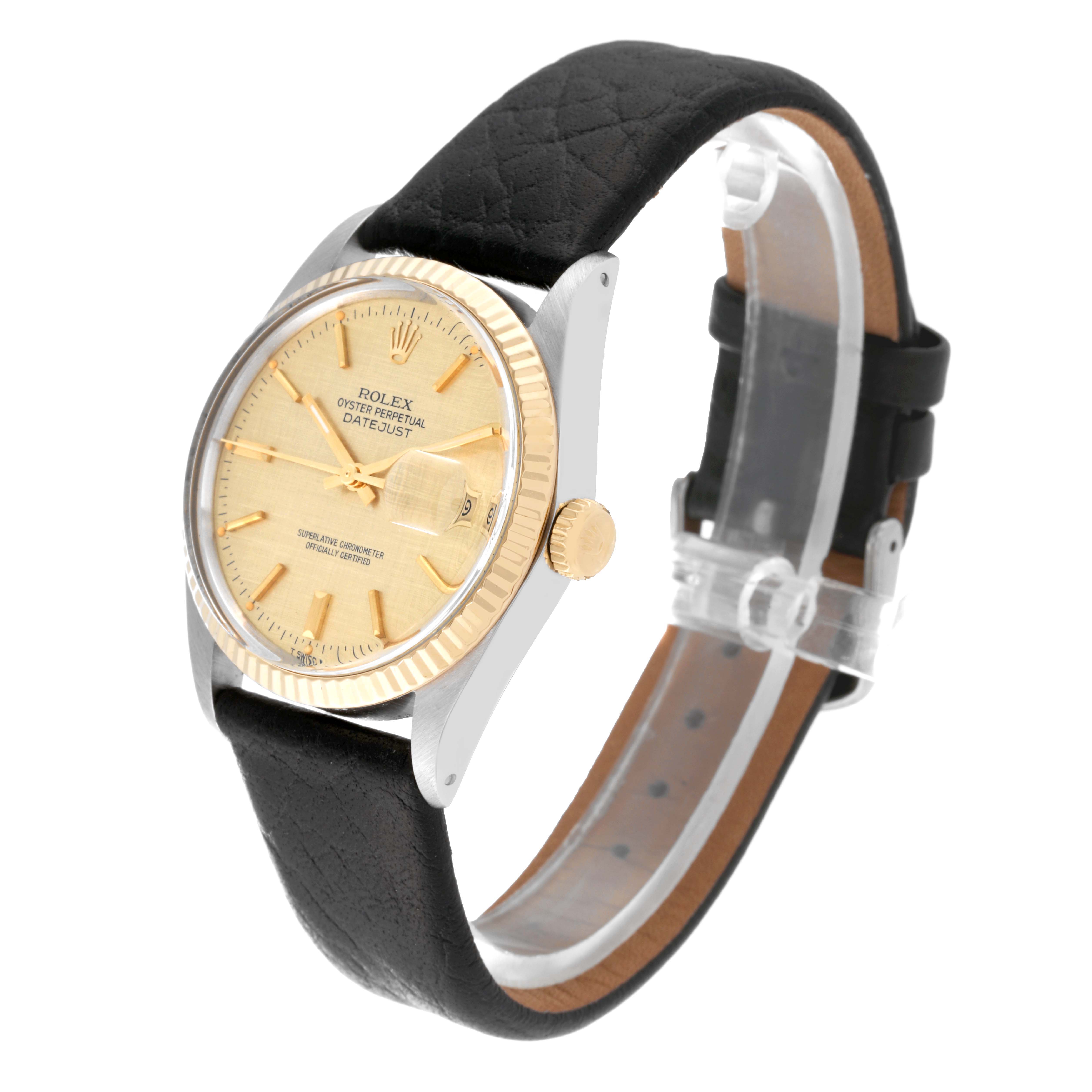 The image shows a side-angle view of a Vintage Collection Rolex Oyster Perpetual Datejust watch.