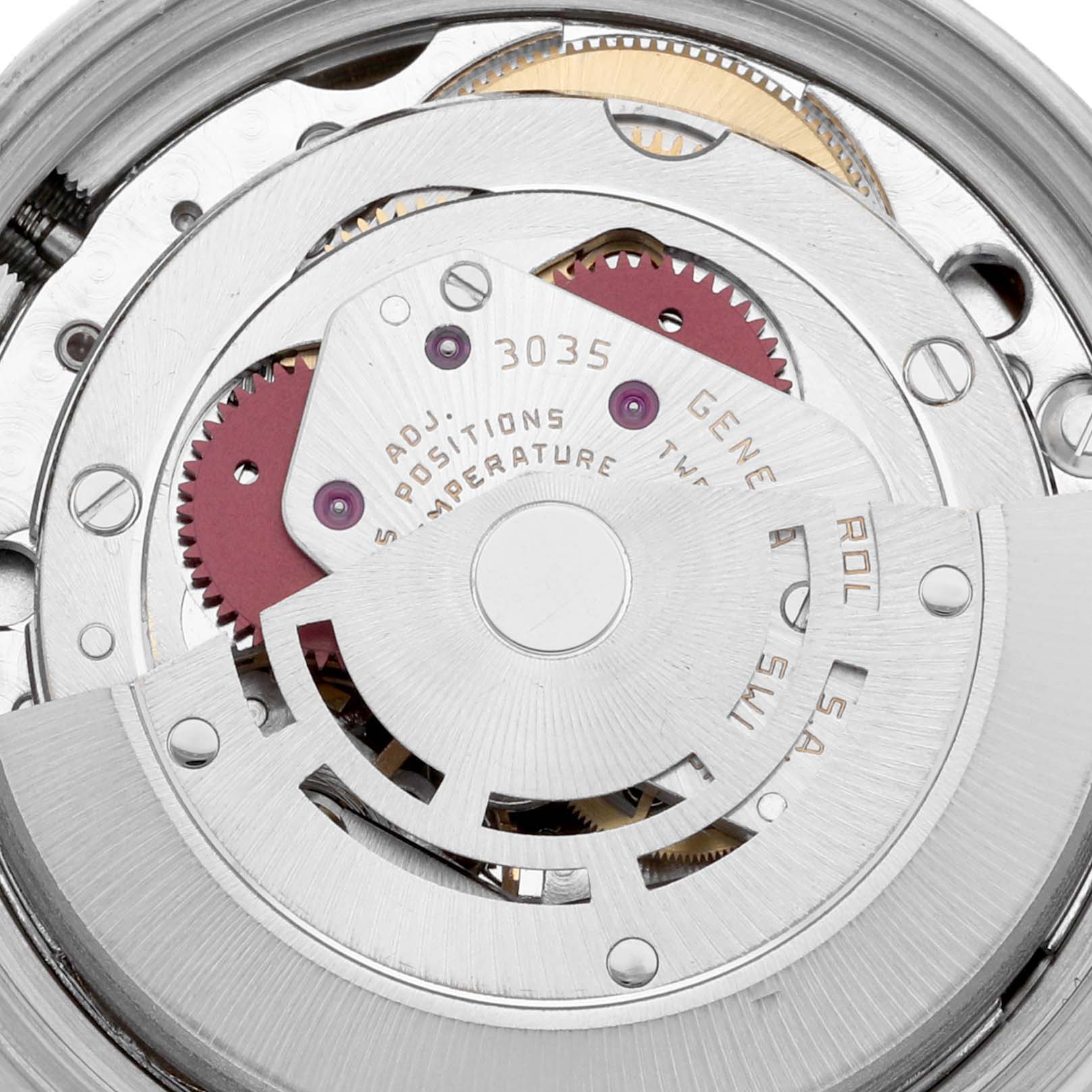 This is an interior view showing the movement mechanism of the Rolex Vintage Collection 16013 Men's Steel and Gold (two tone) Champagne Dial 16013 Men's Steel and Gold (two tone) Champagne Dial watch model.