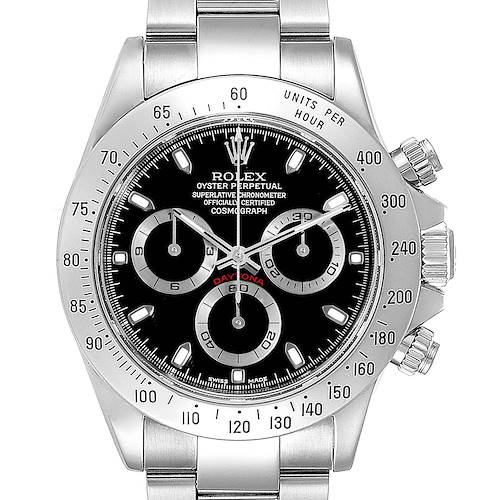 Photo of Rolex Daytona Black Dial Chronograph Stainless Steel Mens Watch 116520
