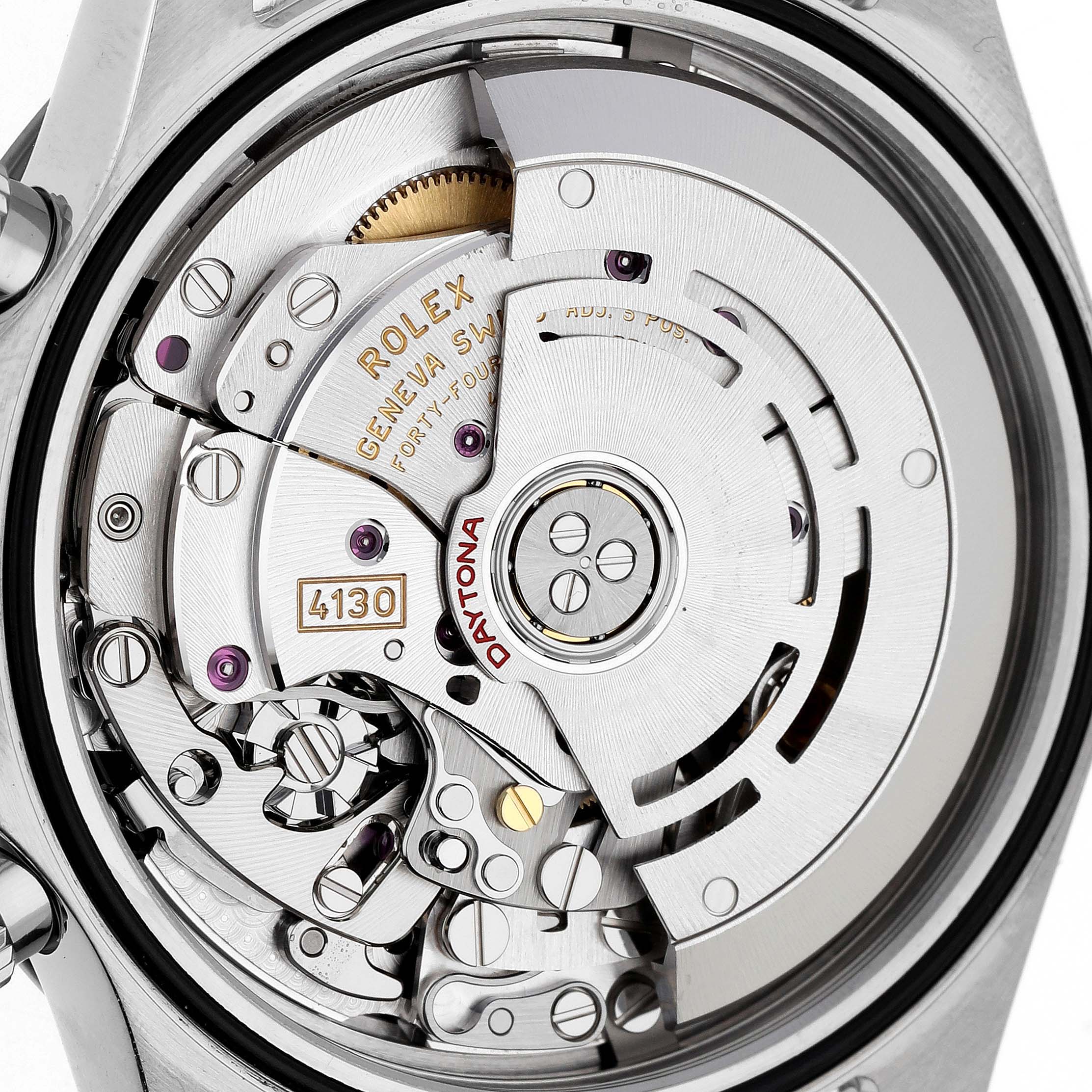 The image displays the internal movement components of a Rolex Daytona 116500 Men's Stainless Steel White Dial 116500 Men's Stainless Steel White Dial watch, viewed from the back.