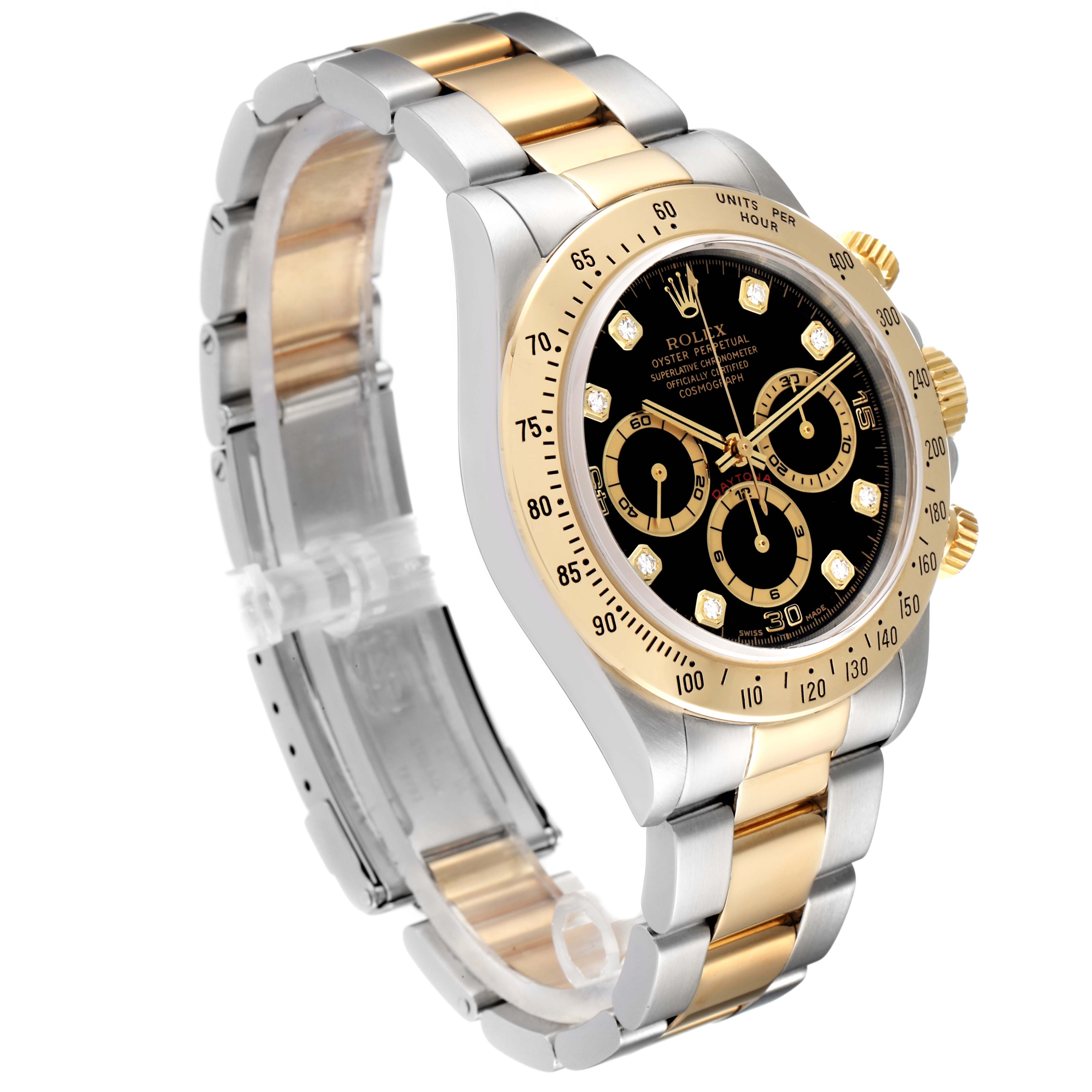 Rolex Daytona Steel Yellow Gold Black Diamond Dial Mens Watch 16523 ...