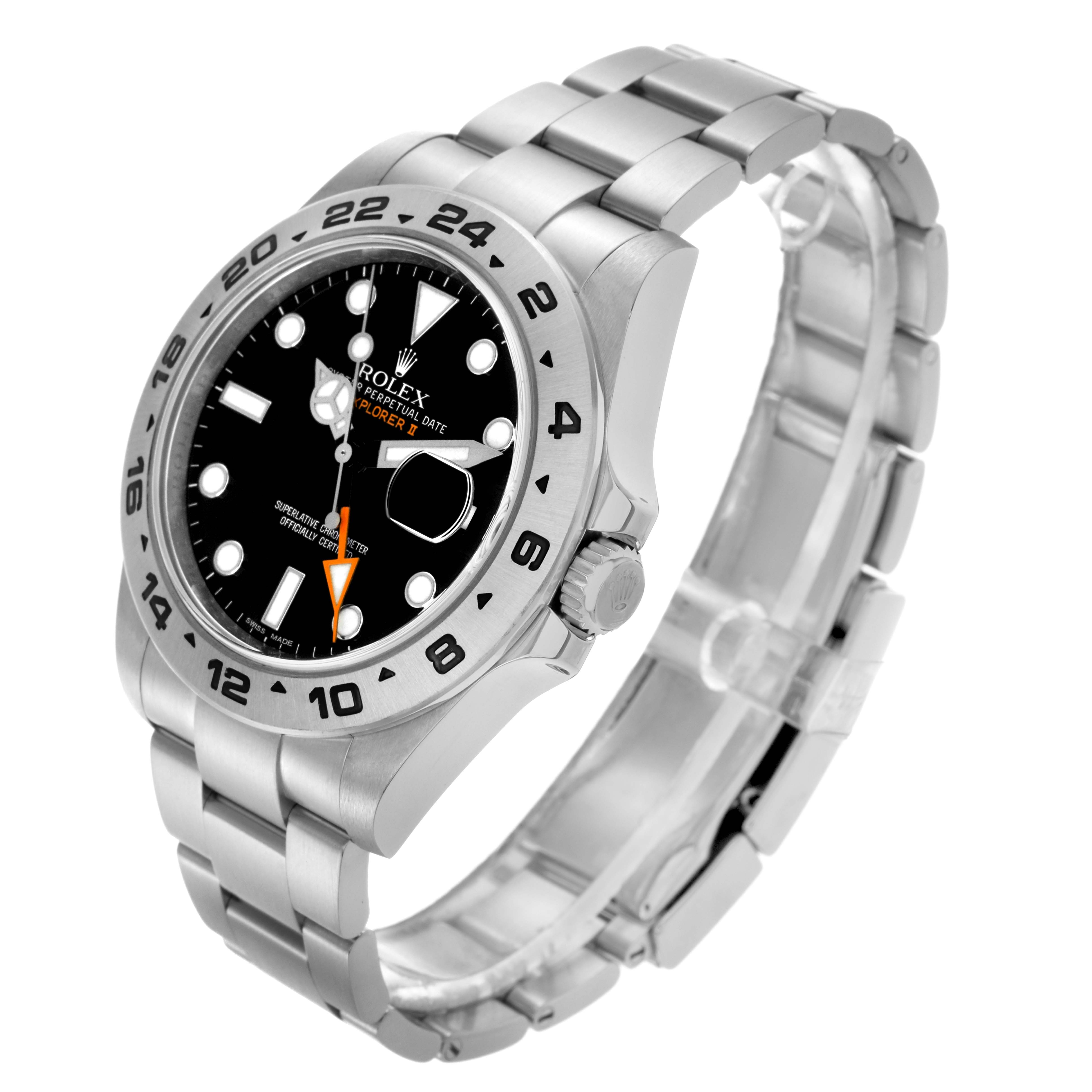The Rolex Explorer 216570 Men's Stainless Steel Black Dial 216570 Men's Stainless Steel Black Dial watch is shown at a three-quarter angle, highlighting the face, bezel, and bracelet.