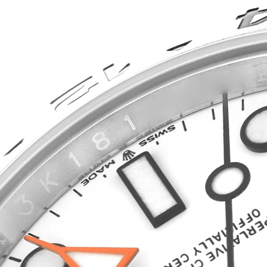The image shows a close-up of the dial and bezel of a Rolex Explorer 226570 Men's Stainless Steel White Dial 226570 Men's Stainless Steel White Dial watch.