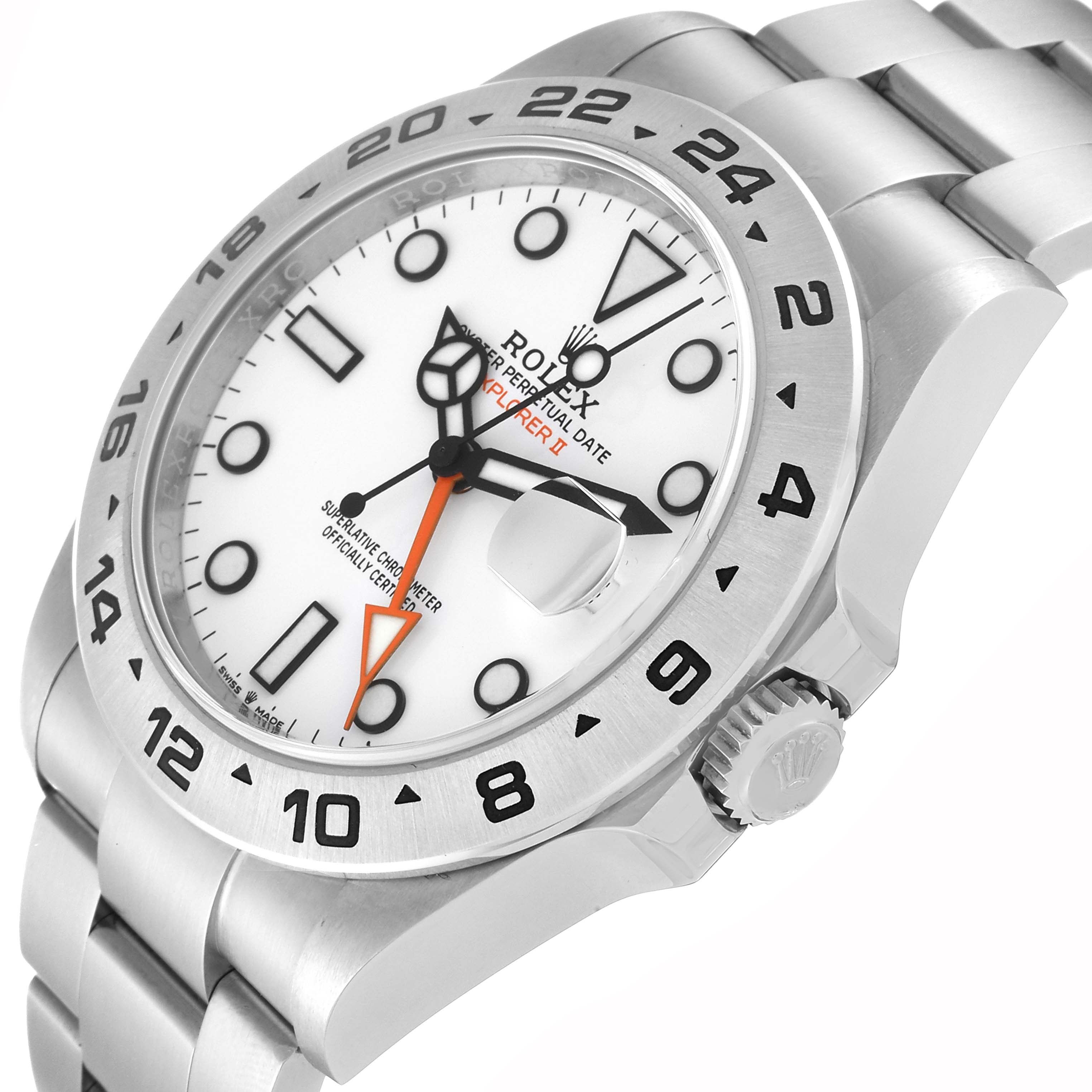 The image shows a Rolex Explorer 226570 Men's Stainless Steel White Dial 226570 Men's Stainless Steel White Dial watch angled to display the face, bezel, crown, and bracelet.