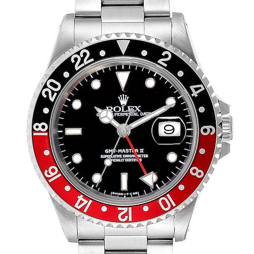 Photo of Rolex GMT Master II Coke Black Red Bezel Insert Watch 16710 Box Papers