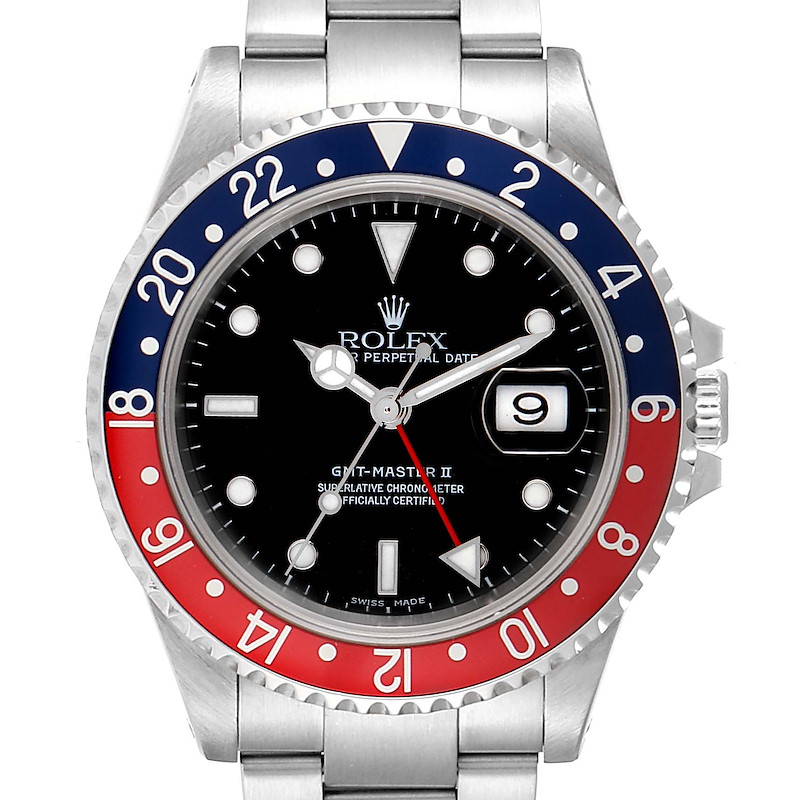Rolex GMT Master II Pepsi Coke Black 3 Bezel Inserts Watch 16710 Box Papers SwissWatchExpo