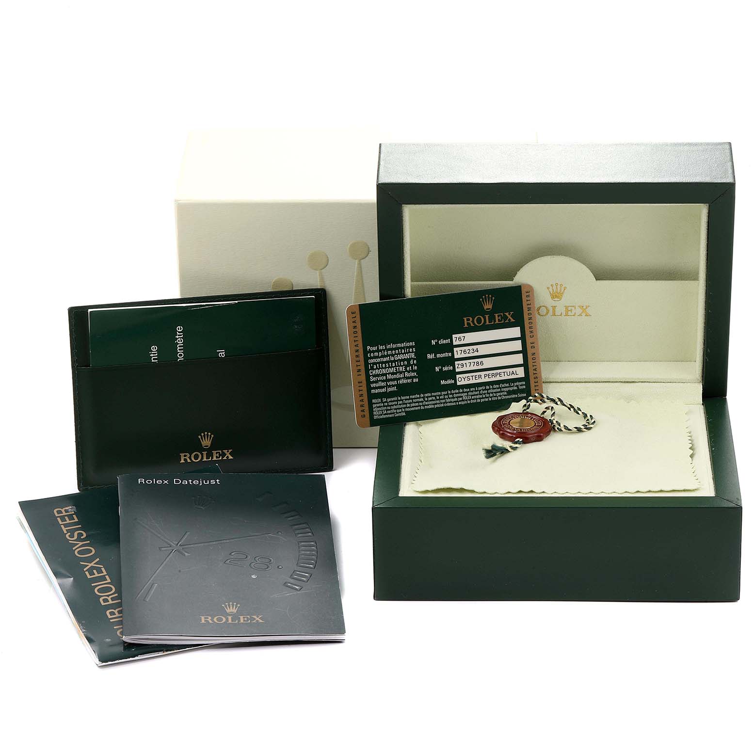 Rolex Nondate Steel White Gold Black Dial Ladies Watch 176234 Box Card ...