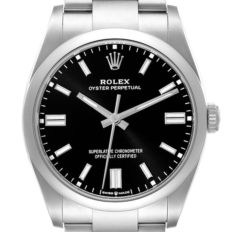 Rolex Oyster Perpetual Black Dial Steel Mens Watch 126000 Box Card SwissWatchExpo