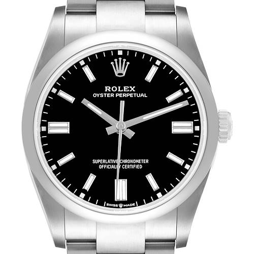 Photo of Rolex Oyster Perpetual Steel Black Dial Mens Watch 126000 Box Card