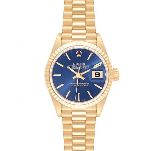 Photo of Rolex President Datejust 26mm Yellow Gold Blue Dial Ladies Watch 79178