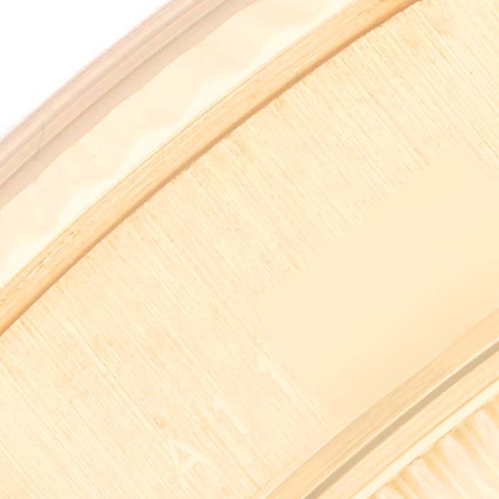 This image shows a close-up of the bracelet of the Rolex President 79178 Women's Yellow Gold Blue Dial 79178 Women's Yellow Gold Blue Dial model watch.