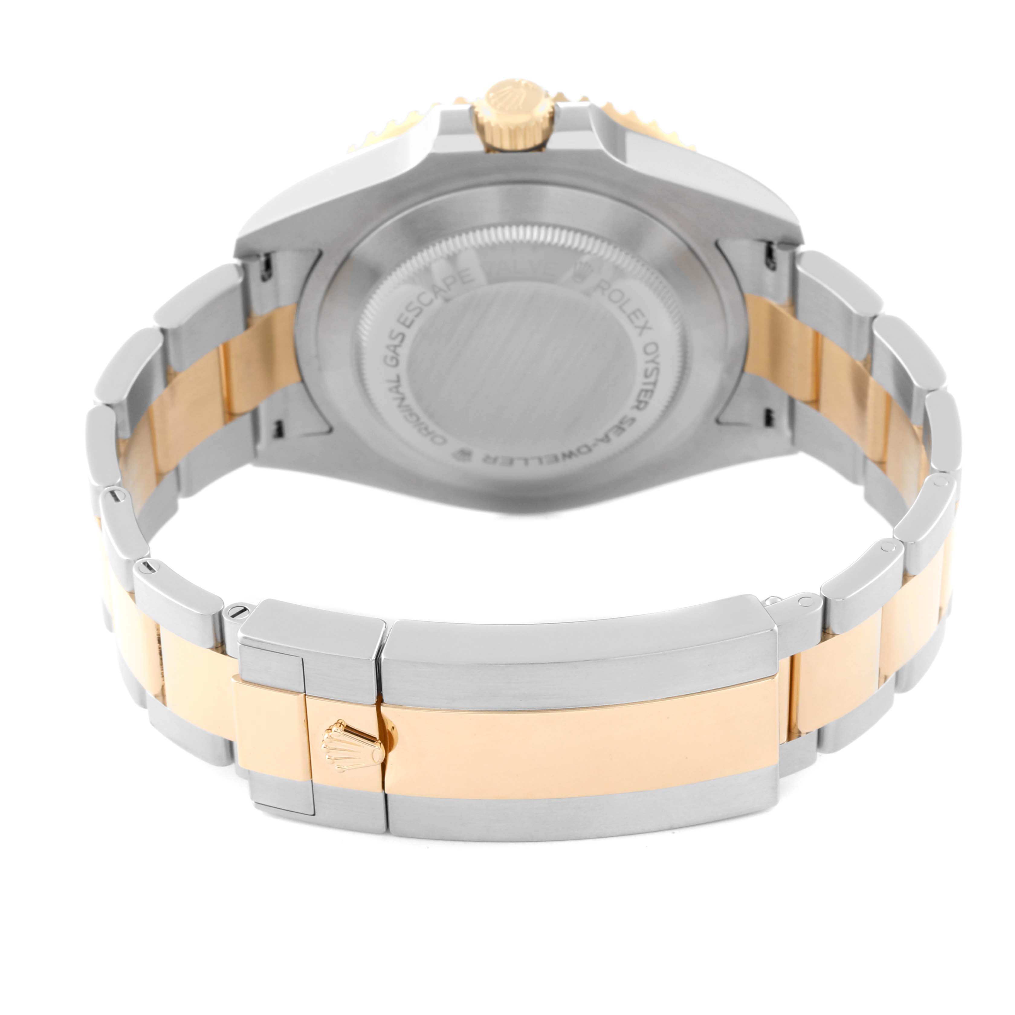 This image shows the back case and bracelet of a Rolex Sea-Dweller 126603 Men
s Steel and Gold (two tone) Black Dial 126603 Men
s Steel and Gold (two tone) Black Dial watch from a rear angle.