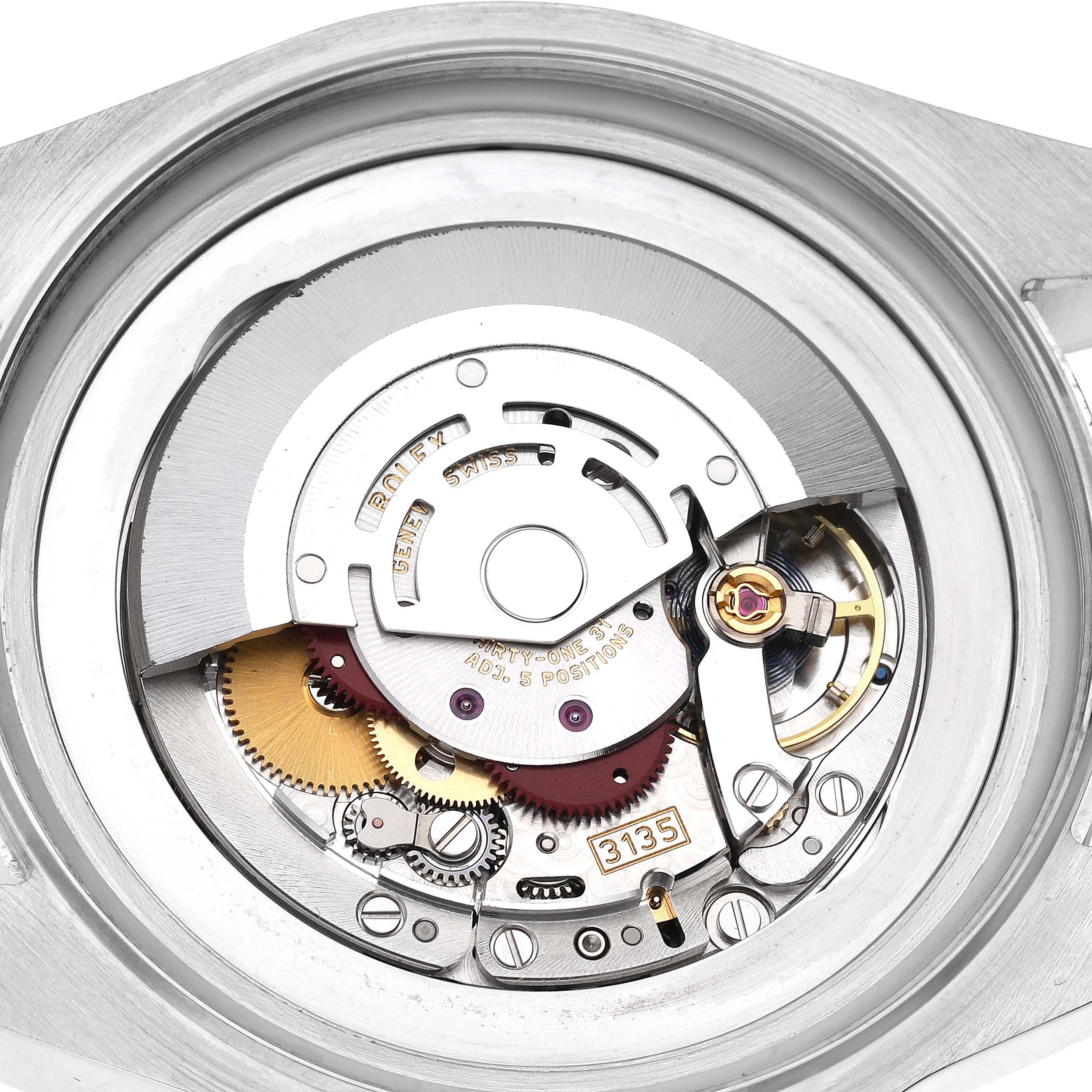 This image shows the internal mechanism of a Rolex Sea-Dweller 116660 Men
s Stainless Steel Black Dial 116660 Men
s Stainless Steel Black Dial watch from a close-up, top-down angle.