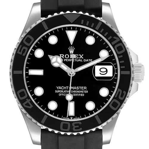 Photo of Rolex Yachtmaster White Gold Oysterflex Bracelet Mens Watch 226659 Box Card