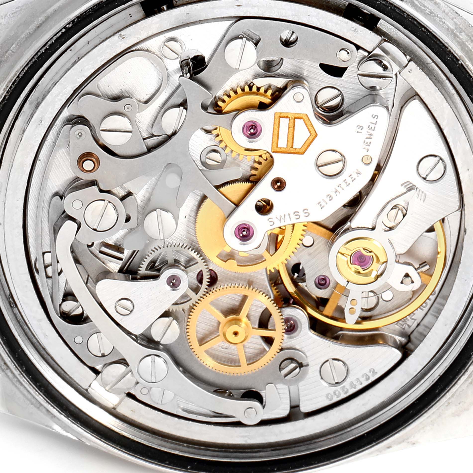 This image shows a close-up view of the internal mechanics of the Tag Heuer Carrera CS3111 Men
s Stainless Steel Black Dial CS3111 Men
s Stainless Steel Black Dial watch.