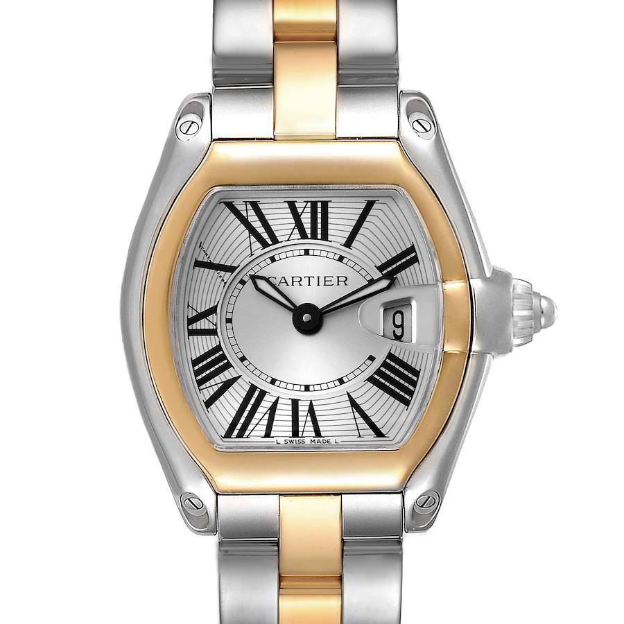 Cartier Roadster Small Steel Yellow Gold Silver Dial Ladies Watch W62026Y4 SwissWatchExpo