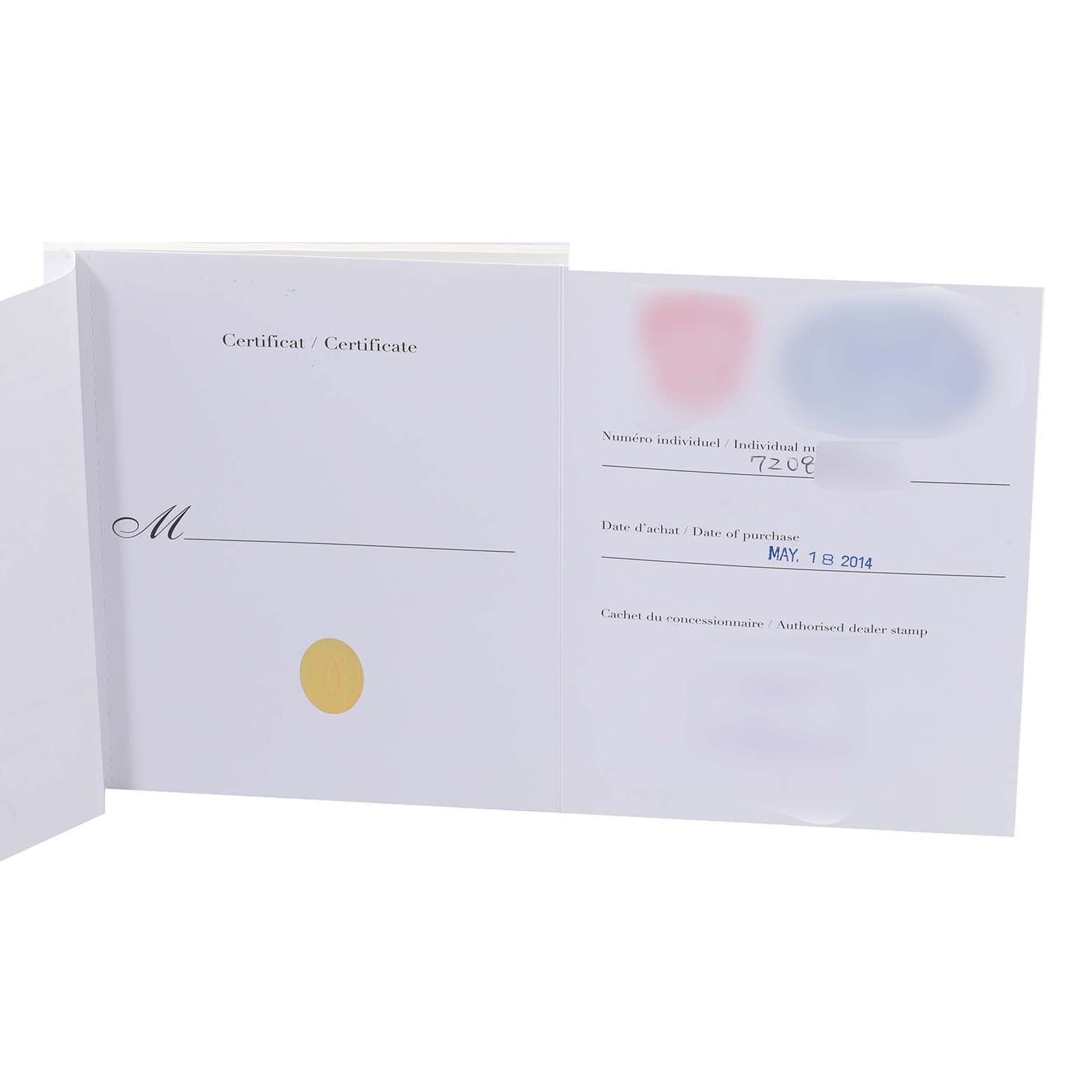 This image shows the Best Quality
ation and warranty certificate of the Ronde model by Cartier.