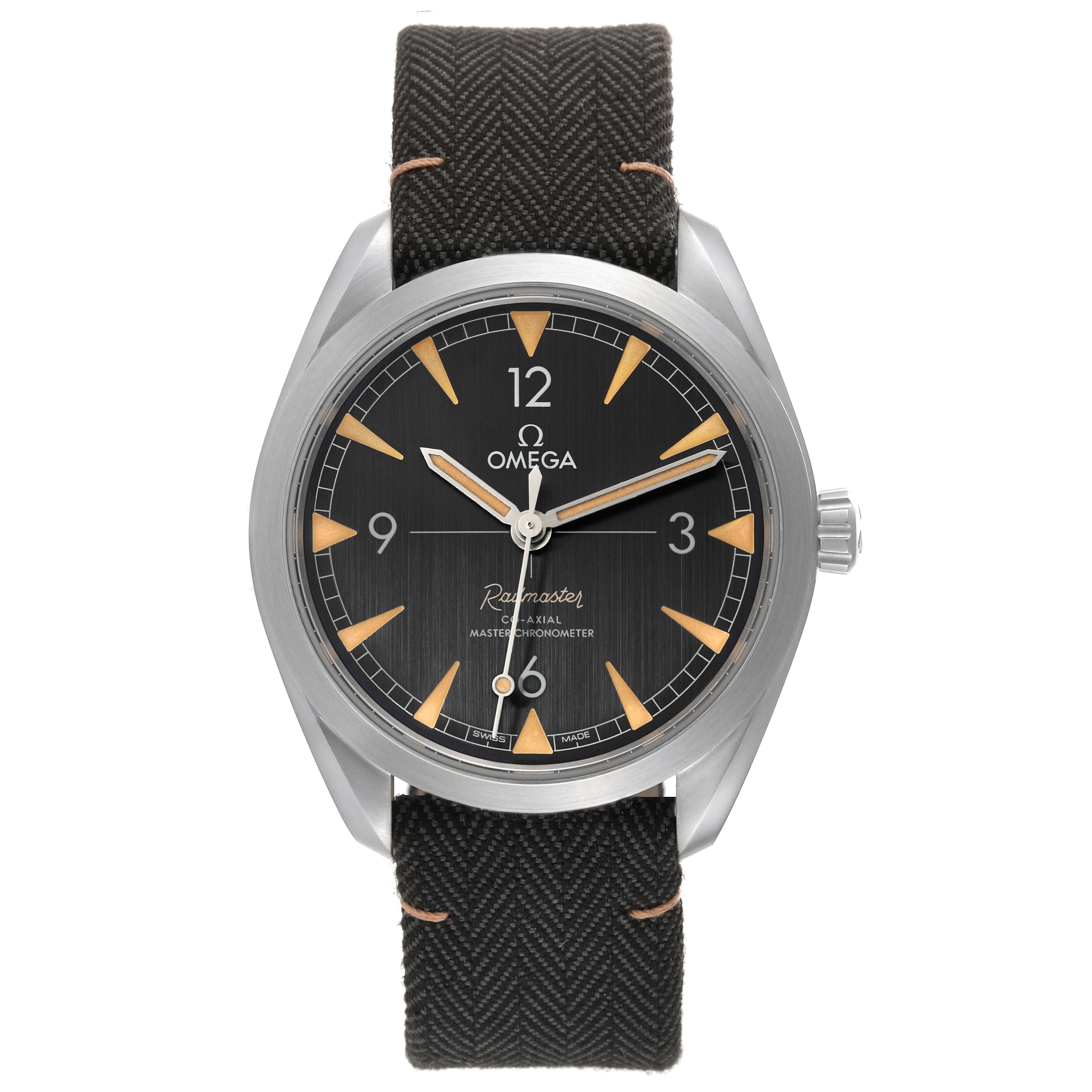 The image shows a front view of an Omega Seamaster 220.12.40.20.01.001 Men
s Stainless Steel Black Dial 220.12.40.20.01.001 Men
s Stainless Steel Black Dial watch, displaying the dial, hands, and strap.