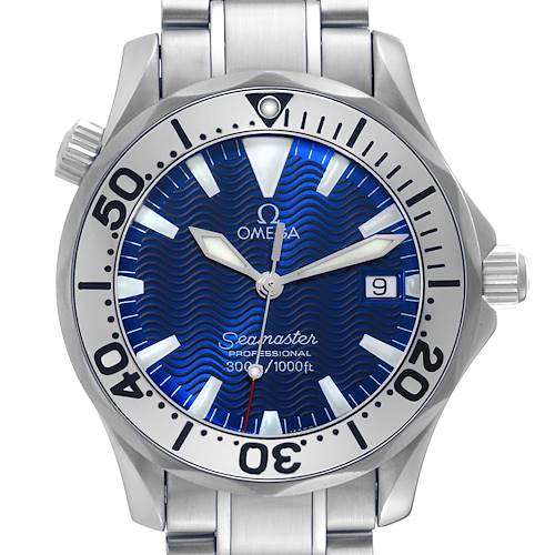 Photo of Omega Seamaster Electric Blue Wave Dial Midsize Steel Mens Watch 2263.80.00