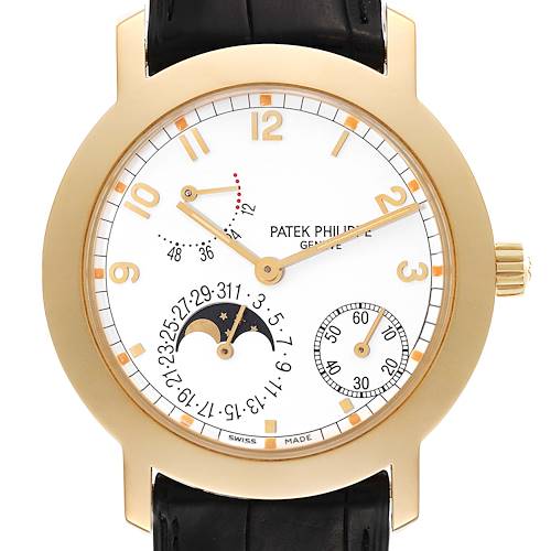 Photo of Patek Philippe Moonphase Power Reserve Yellow Gold Mens Watch 5055 Box Papers
