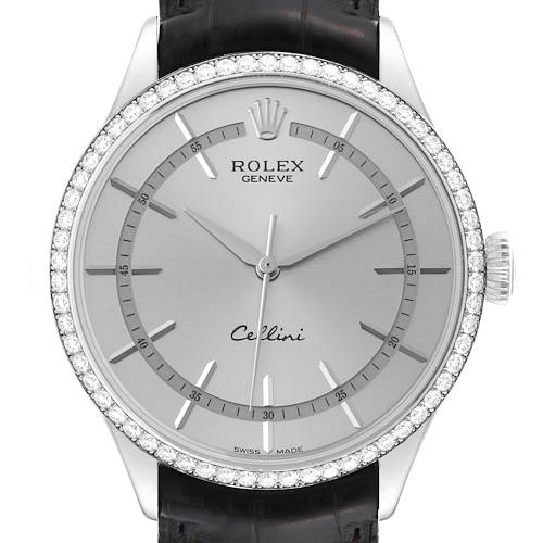 Photo of Rolex Cellini Time White Gold Diamond Automatic Mens Watch 50709 Box Card