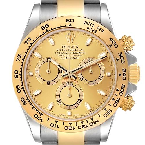 Photo of Rolex Daytona Champagne Dial Steel Yellow Gold Mens Watch 116503 Box Card