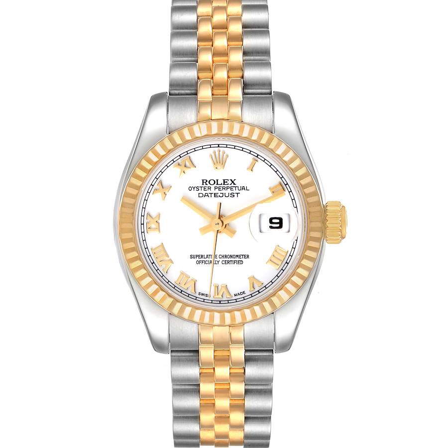 Rolex Datejust 26 Steel Yellow Gold White Dial Ladies Watch 179173 Box Papers SwissWatchExpo