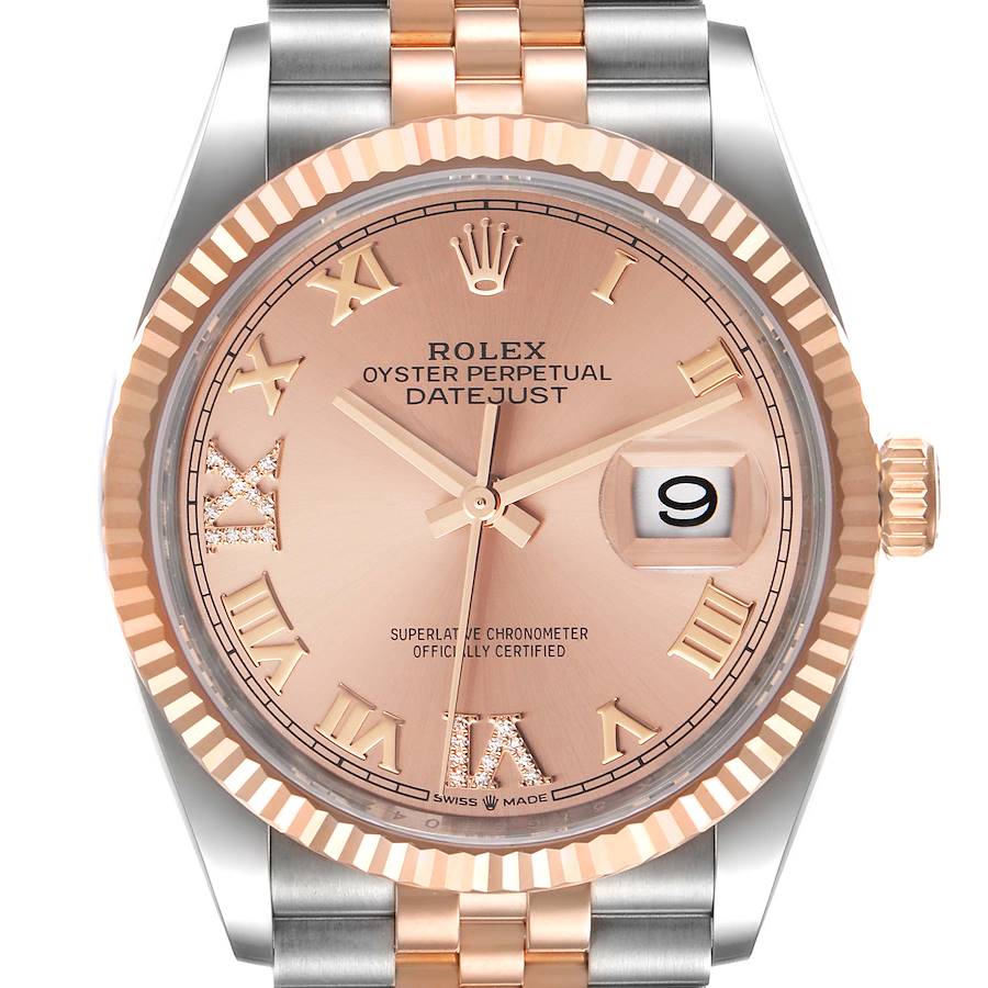 Rolex Datejust 36 Steel EveRose Gold Diamond Unisex Watch 126231 Unworn SwissWatchExpo