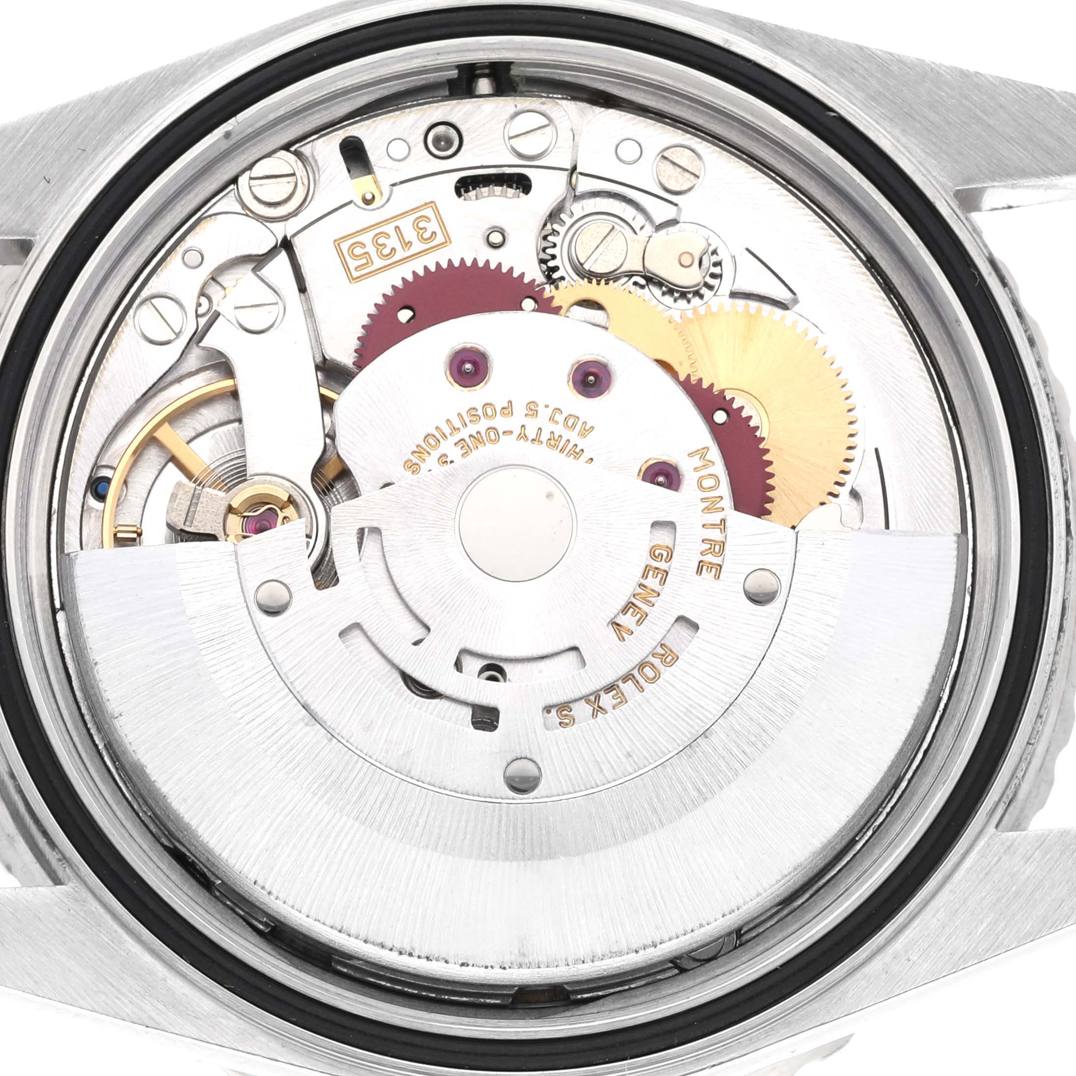 This image shows the internal movement mechanism of a Rolex Turn-o-Graph 16264 Men's Stainless Steel Silver Dial 16264 Men's Stainless Steel Silver Dial watch from a rear angle.