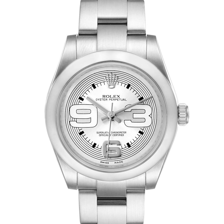 Rolex Midsize 31 Silver Dial Domed Bezel Steel Ladies Watch 177200 SwissWatchExpo