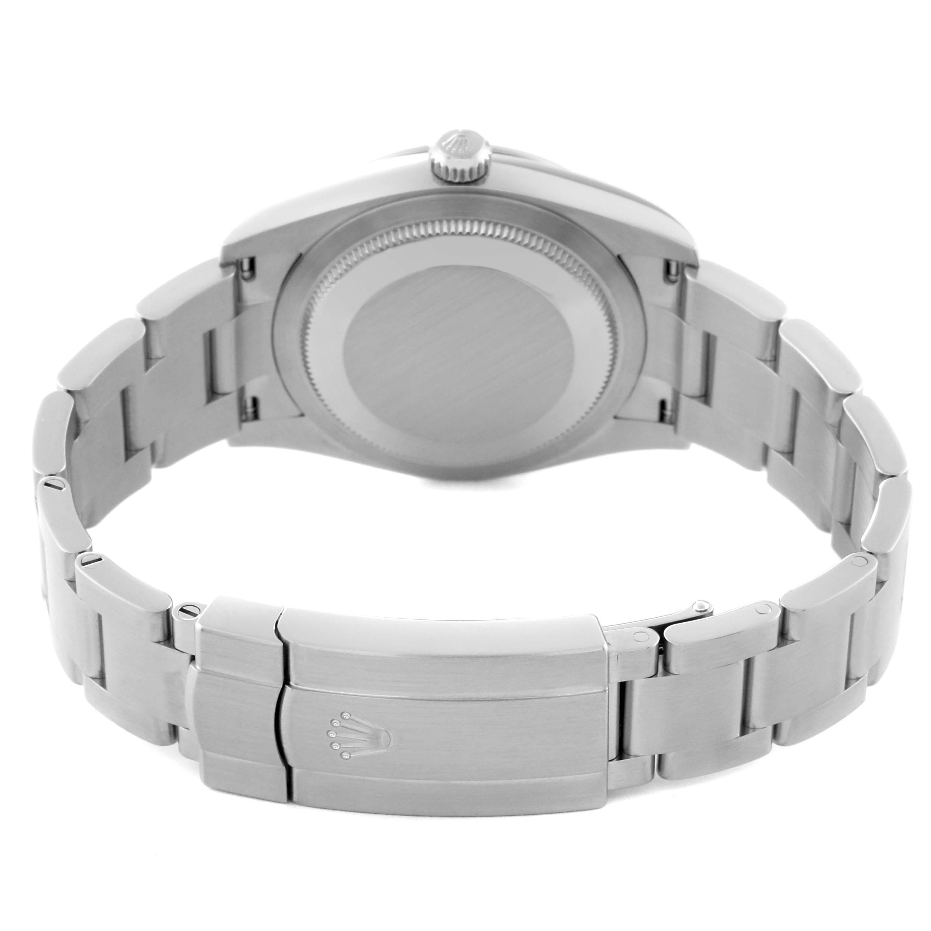 The image shows the back case and clasp of a Rolex Oyster Perpetual 124200 Men's Stainless Steel Silver Dial 124200 Men's Stainless Steel Silver Dial watch from a rear angle.