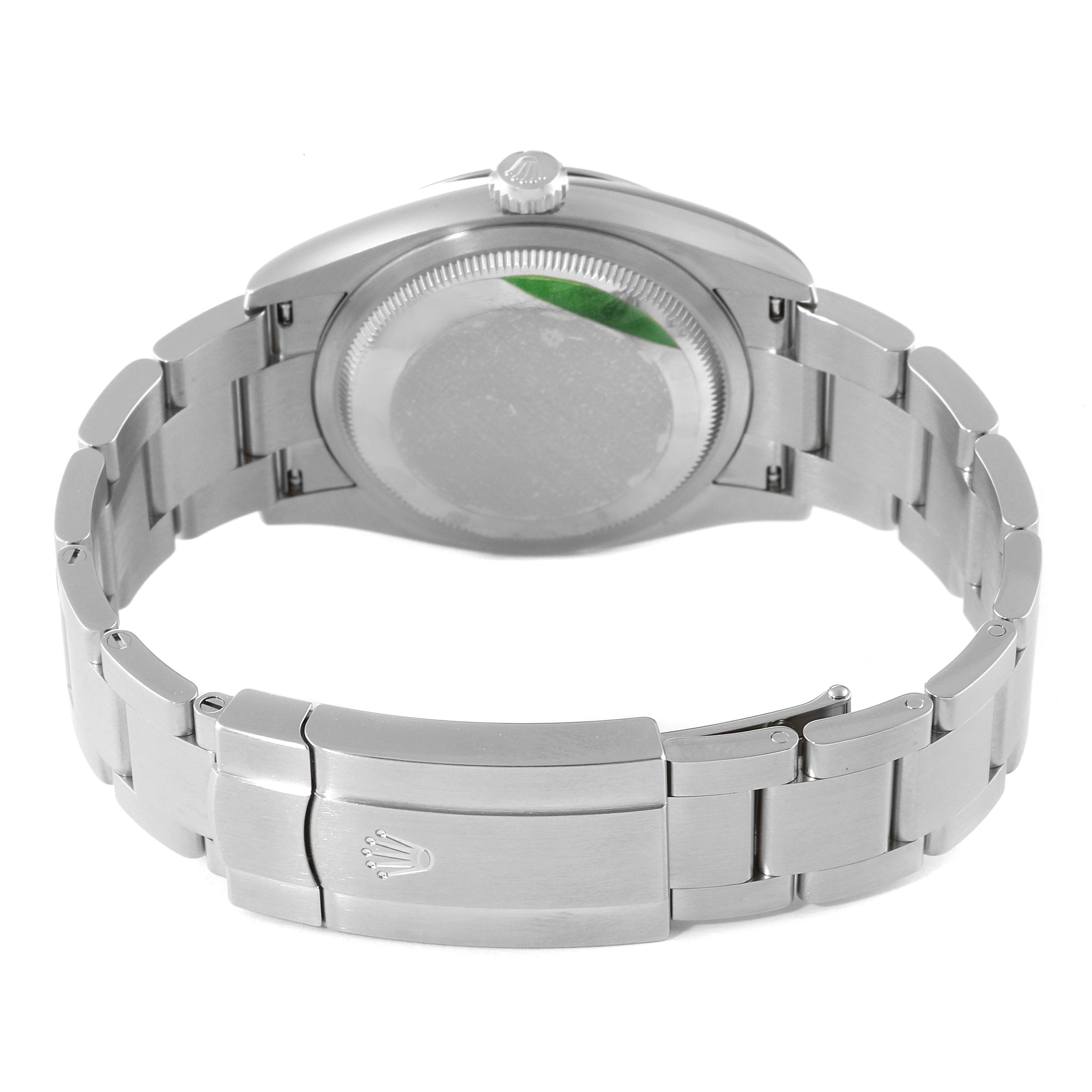 The image shows the back view of a Rolex Oyster Perpetual 126000 Men's Stainless Steel Blue Dial 126000 Men's Stainless Steel Blue Dial watch, highlighting the bracelet and clasp.