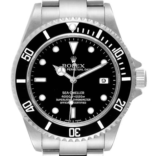Photo of Rolex Seadweller 4000 Black Dial Steel Mens Watch 16600 Box Card