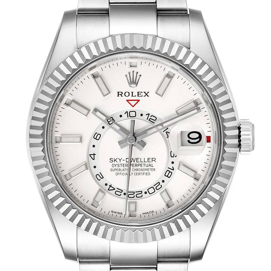 Rolex Sky-Dweller White Dial Steel White Gold Mens Watch 326934 Box Card SwissWatchExpo