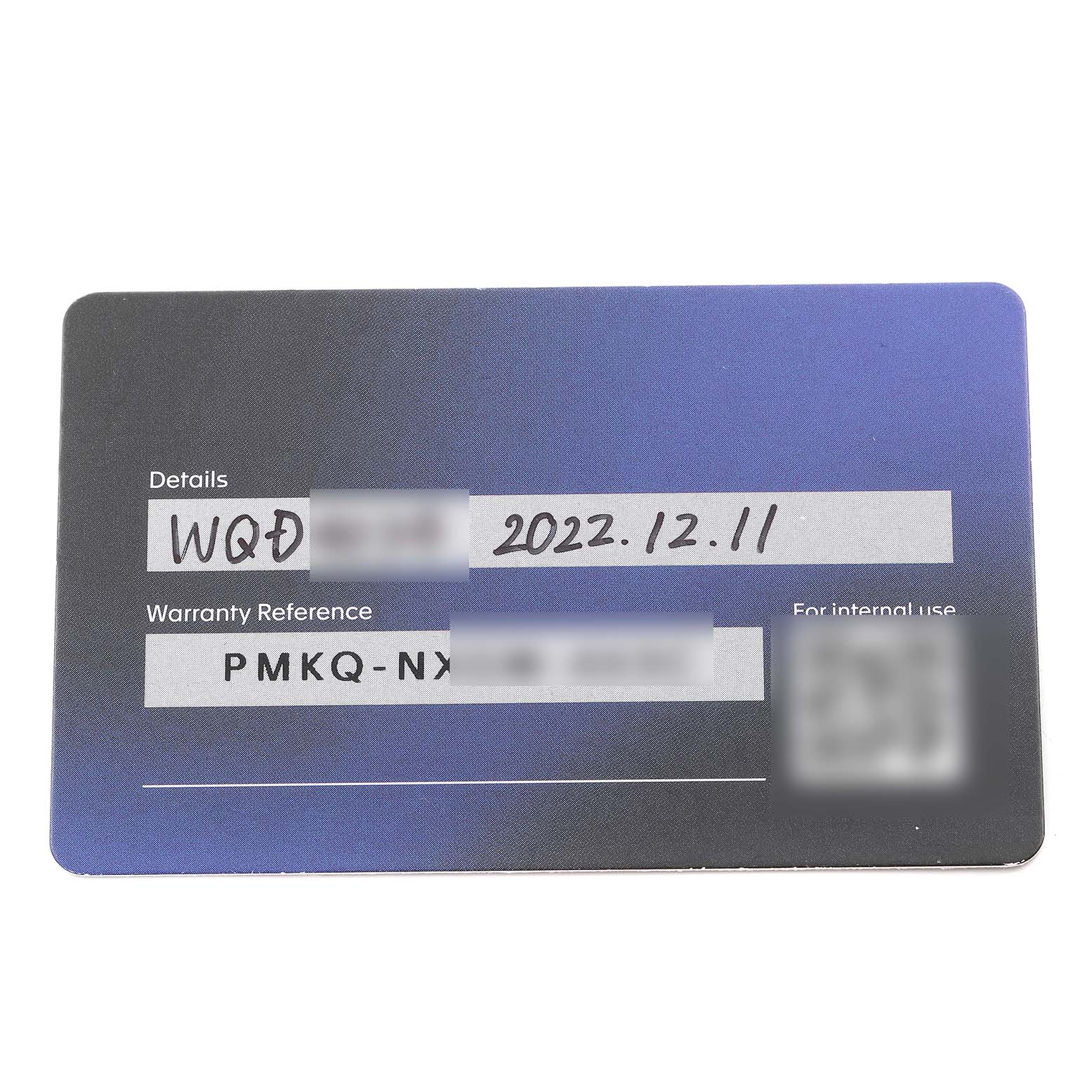 The image shows a warranty card for the Tag Heuer Monaco CAW211P Men
s Stainless Steel Blue Dial CAW211P Men
s Stainless Steel Blue Dial model watch, displaying details, warranty reference, and a date.